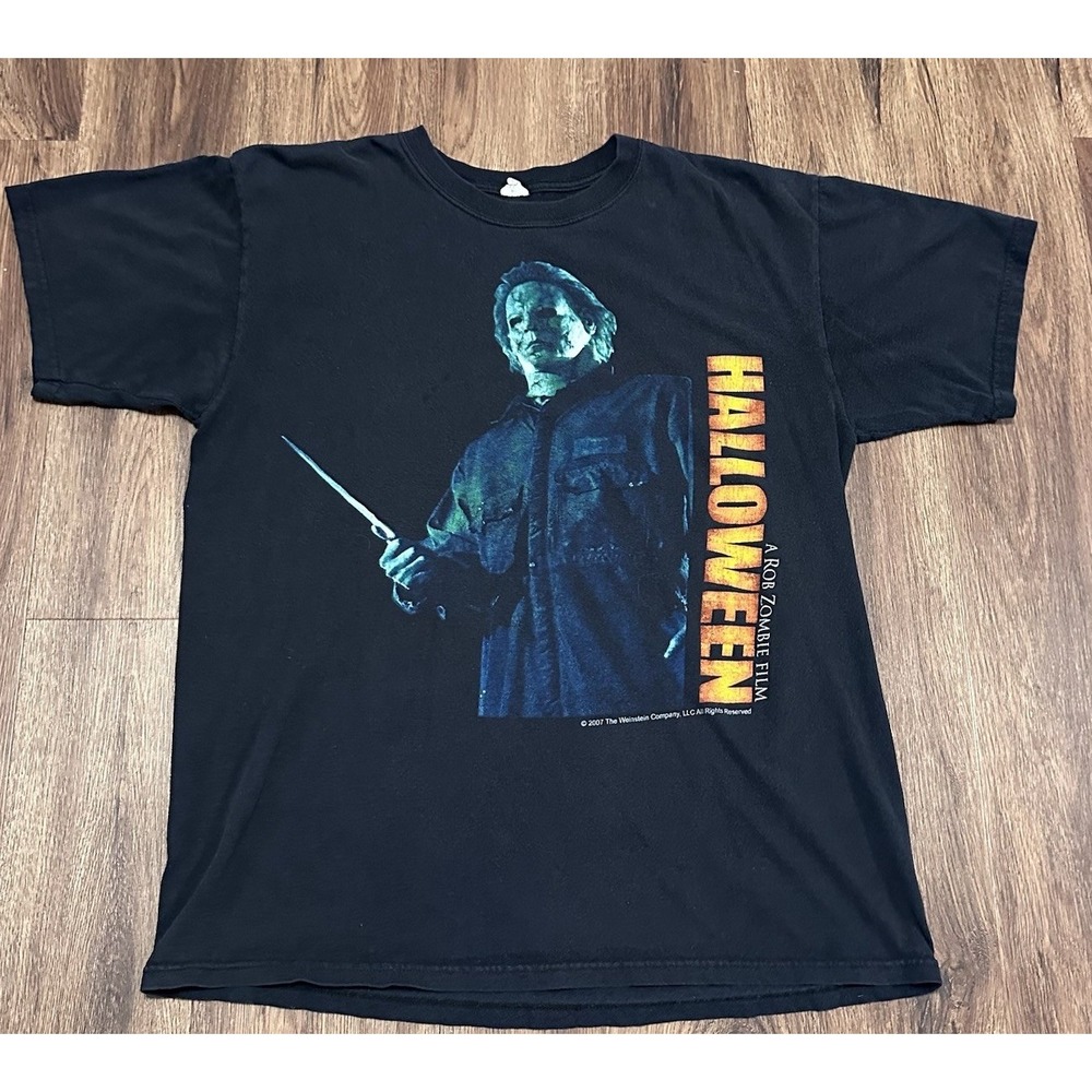 Rob Zombie Michael Myers 2007 Promo Halloween Horror Movie T-Shirt Blue Anvil L